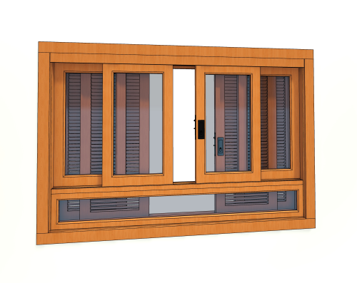 Janela Madeira 4 Venezianas 4 Folhas Correr 2 Lados 1 Fixo Infe