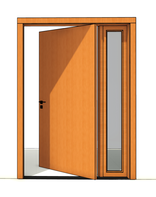 Porta Madeira Pivotante 1 Folha 1 Vidro Fixo Dir